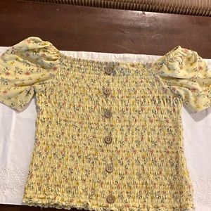 Stella Tweed  yellow floral crop top size xl